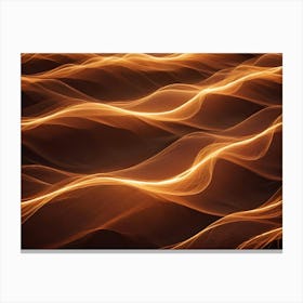 Abstract 3d Render Of A Golden Light Wave Flowing Over Brown Desert Dunes, Creating A Shimmering Effect Canvas Print