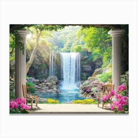 Landscape View Of The Waterfall Canvas Print