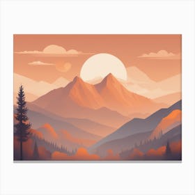 Misty mountains horizontal background in orange tone 121 Canvas Print