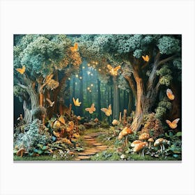 Fairy Forest with Magical Creatures Canvas Print