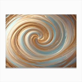 An Abstract Digital Art Piece Featuring A Swirling Pattern In Shades Of Gold And Blue, Creating A Hypnotic And Organic Effect Canvas Print