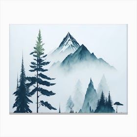 Mountain And Forest In Minimalist Watercolor Horizontal Composition 363 Canvas Print