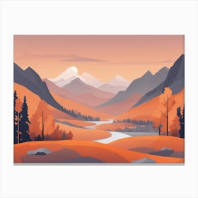 Misty mountains horizontal background in orange tone 152 Canvas Print