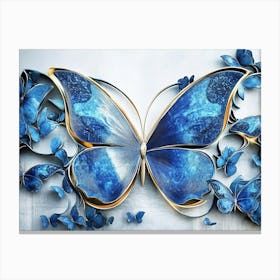 Vibrant 3d Modern Elegant Blue Butterfly Canvas Print