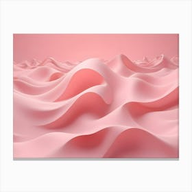 Abstract Landscape Of Smooth, Pink Waves, Creating A Soft, Undulating Terrain Canvas Print