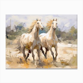 Horses Painting In Andalusia, Spain, Landscape 3 Canvas Print