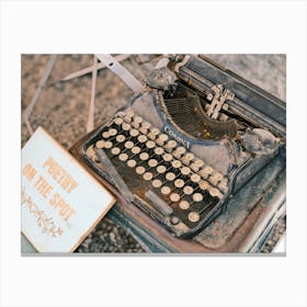 Poetry on a Vintage Typewriter // Ibiza Travel Photography Canvas Print
