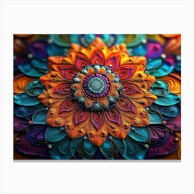 Abstract Flower Mandala Canvas Print