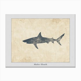 Mako Shark Grey Silhouette 3 Poster Canvas Print