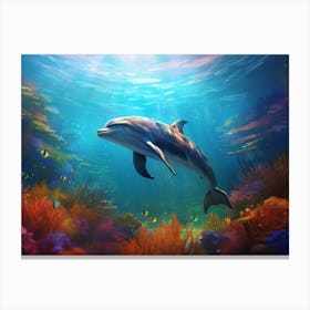 Dolphin In The Sea Canvas Print