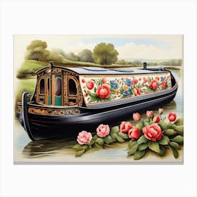 Default Traditional Tole Painting Design For A Canal Boat Or A 0 Canvas Print