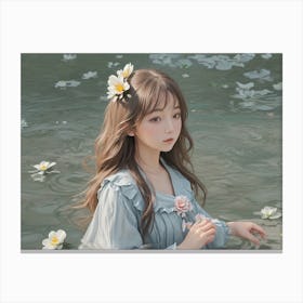 Asian Girl In Water Canvas Print