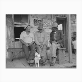 Men Talking On Porch Of Small Store Near Jeanerette, Louisiana By Russell Lee Canvas Print