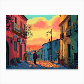 Street Scene At Sunset Canvas Print