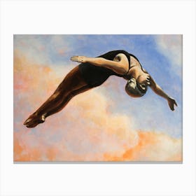 High Diver in Orange Clouds Canvas Print