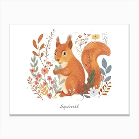 Little Floral Squirrel 2 Poster Canvas Print