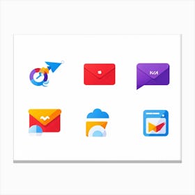 Business Communication Icons Flat Design Minimalistic For Web And Applications Include Envelope Canvas Print