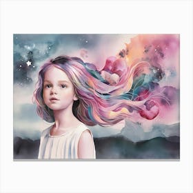 Girl With Colorful Hair 1 Canvas Print