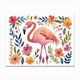 Little Floral Flamingo 1 Canvas Print