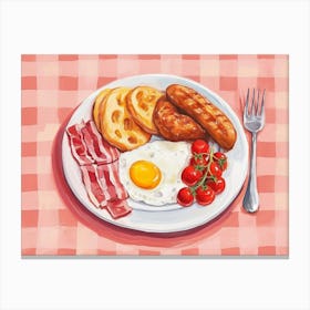 Breakfast Pink Checkerboard 2 Canvas Print