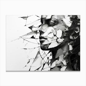 Fractured Identity Abstract Black And White 2 Canvas Print
