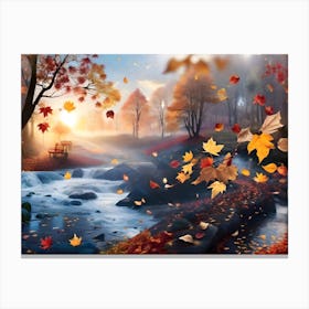 Autumn Leaves In The Forest Canvas Print