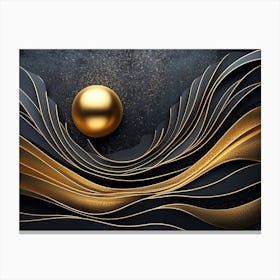 3d Abstract Gold And Black Canvas Print