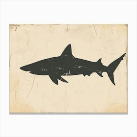 Bull Shark Grey Silhouette 4 Canvas Print
