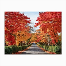 Autumn Foliage Comes Alive In This Design Leaves Flaunting A Riot Of Colors Including Crimson Verm (5) Canvas Print