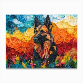 German Shepherd Paper Quilling Dog Portrait Canvas Print