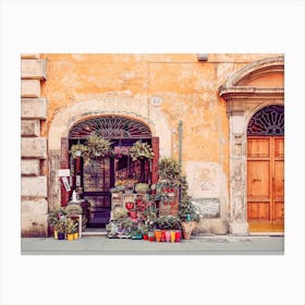 Flowers Shop In Rome Canvas Print