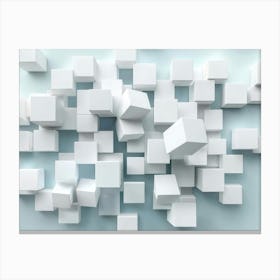 A Modern 3d Rendered Image Of White Cubes Protruding Canvas Print