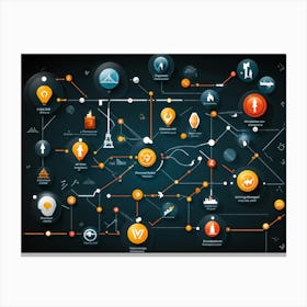 A Detailed Graphic Illustration Of Global Positioning System Icons And Symbols Floating Seamlessly (3) Canvas Print