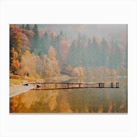 Wooden Dock In Lake Canvas Print