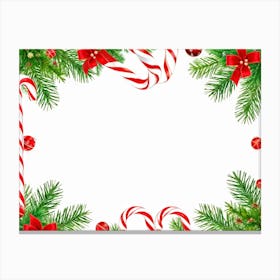 Christmas Frame With Candy Canes Canvas Print