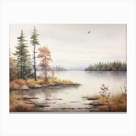 A Painting Of A Lake In Autumn 67 Canvas Print
