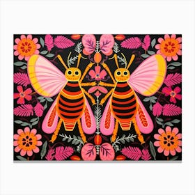 Honey Bee 2 Folk Style Animal Illustration Canvas Print