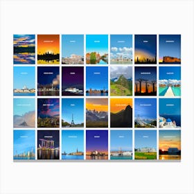 Simply The World Mosaic Travel Poster Canvas Print