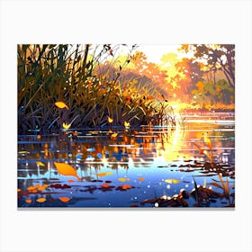 Autumn Leaves In The Water Canvas Print