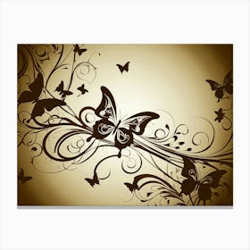 Butterflies On A Brown Background Canvas Print