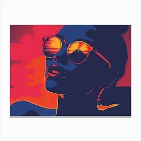 Sunset Girl In Sunglasses Canvas Print