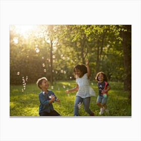 Children Playing In The Park Canvas Print