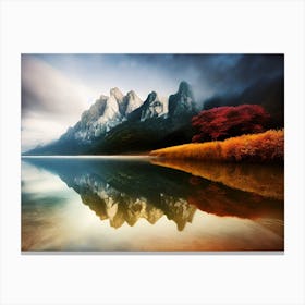Reflection Of Mountains In Water Canvas Print