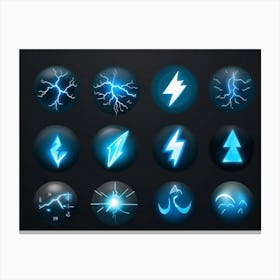 A Collection Of Modern Lightning And Energy Icons Dynamic Curves Emulating The Flow Of Electricity (1) Canvas Print