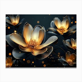 Black And Gold Flowers 3 Canvas Print