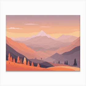 Misty mountains horizontal background in orange tone 106 Canvas Print