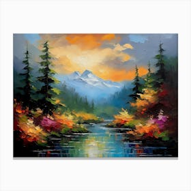 Sunset In The Mountains -Ai Canvas Print