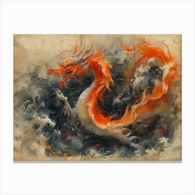 Calligraphic Wonders: Dragon In The Water Canvas Print