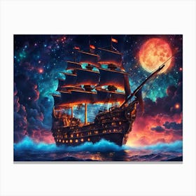 Ship In The Night Sky 1 Canvas Print