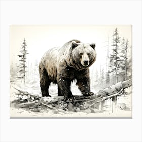 Nature S Sentinel Bear In The Woods Canvas Print